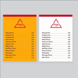 Menus produced by Universal Enterprises