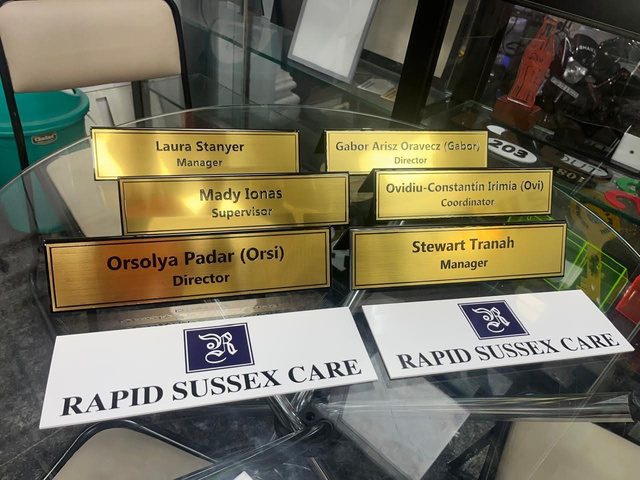 Gold table name plate produced by Universal Enterprises